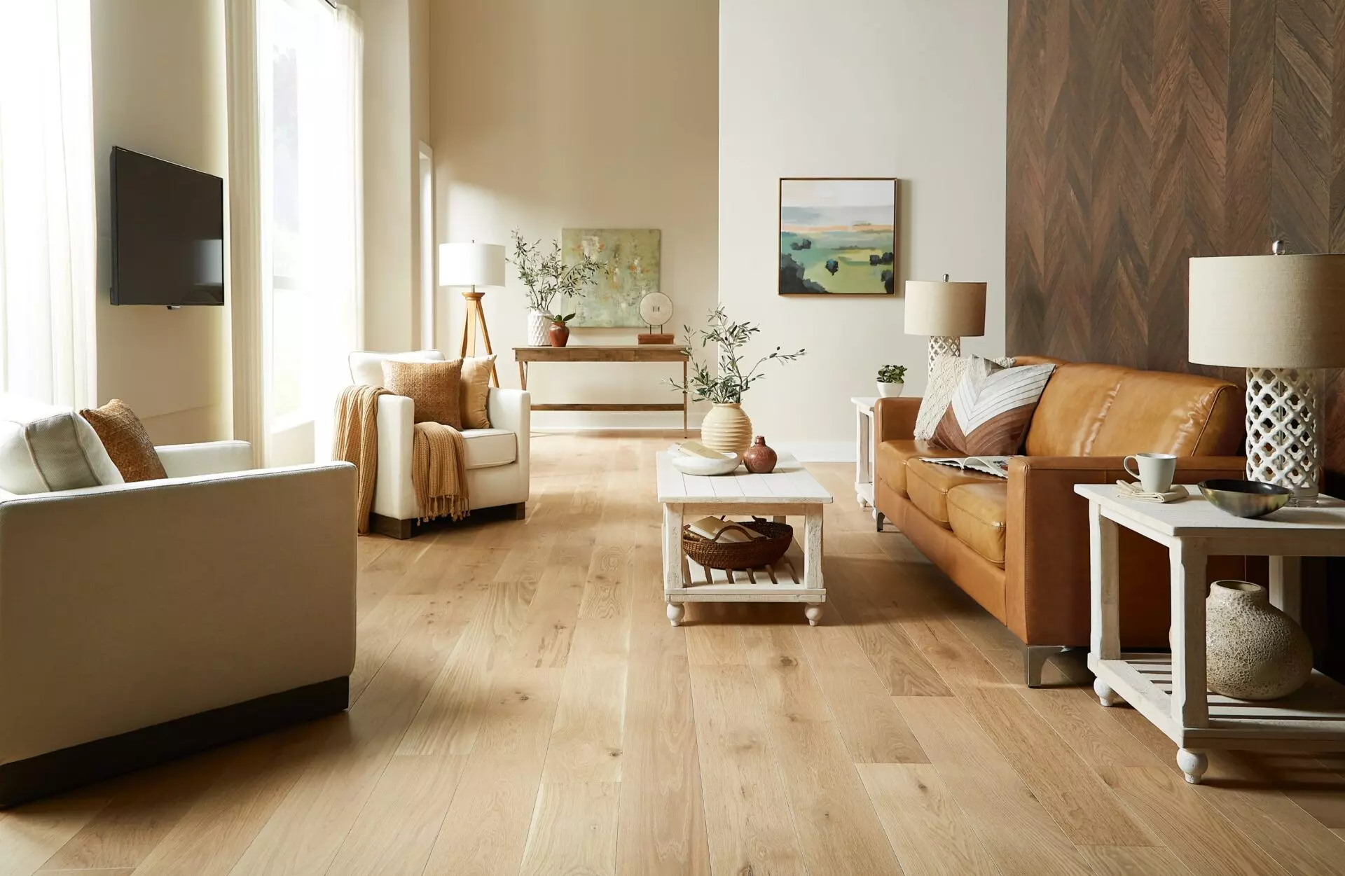 Engineered hardwood flooring in the living room