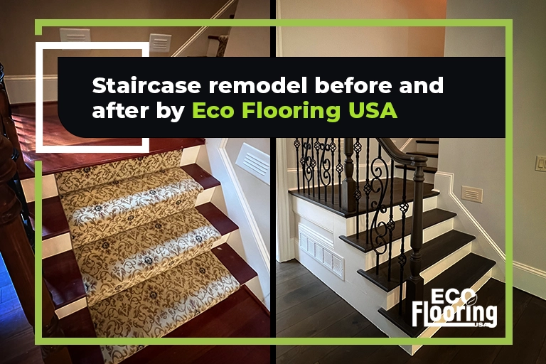 Staircase remodel before and after